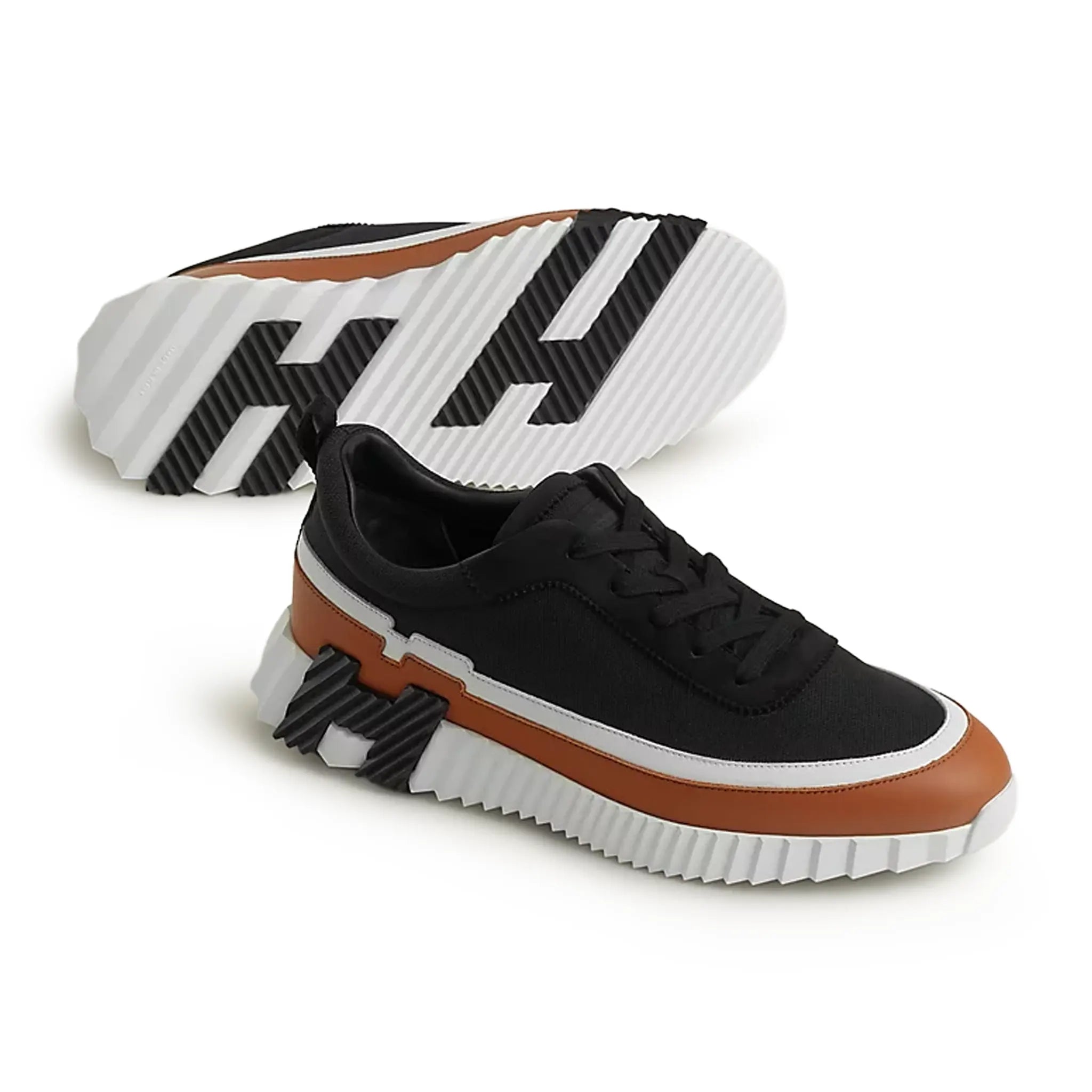 Back Side Sole View of Hermes Paris Bouncing Sneaker Multicolore Noir H242796ZH02400
